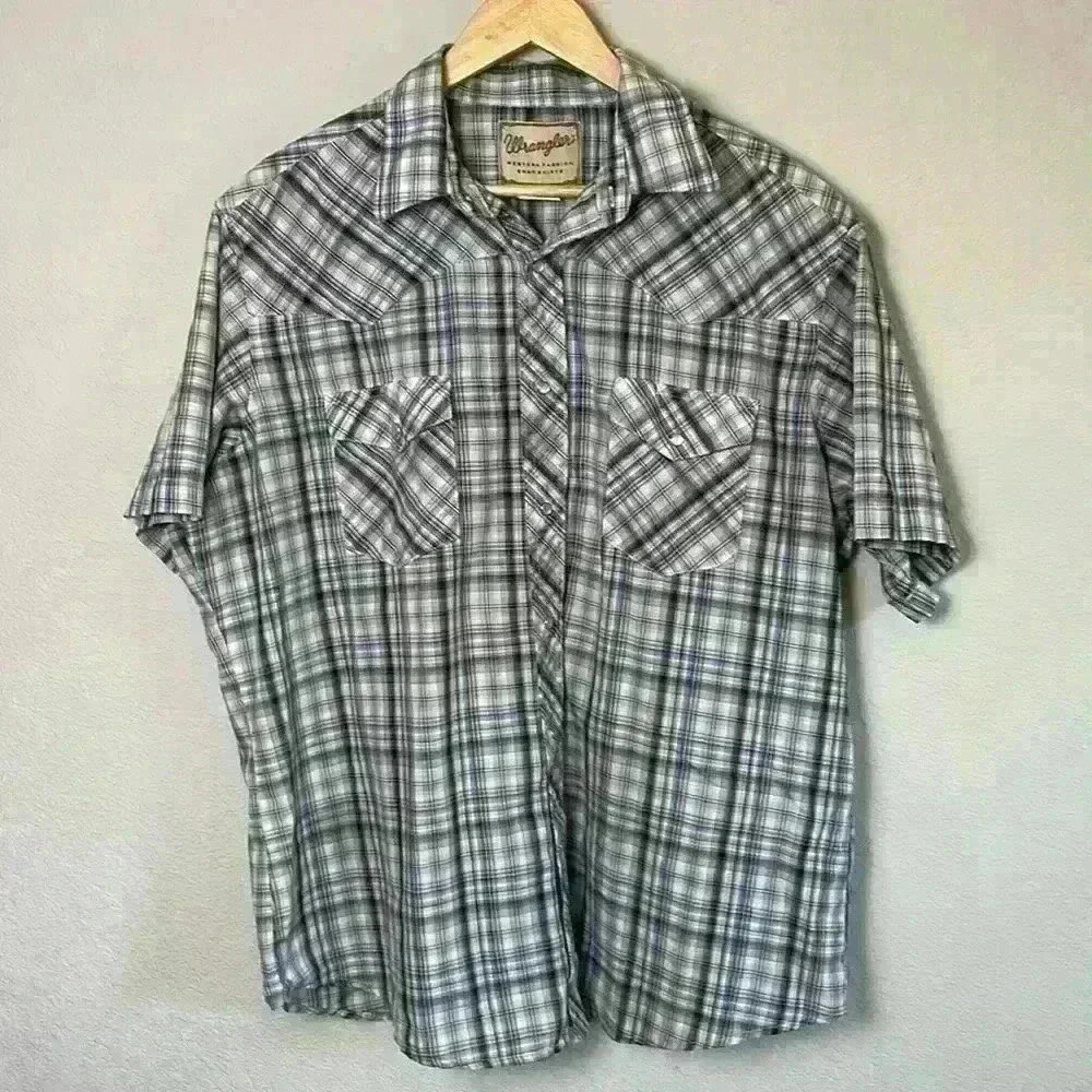 Wrangler Western Shirt Button Down Pearl Snap Mens Size XL